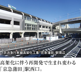 京浜急行本線高架化工事「京急蒲田」駅周辺　高架化に伴う再開発で生まれ変わる「京急蒲田」駅西口。