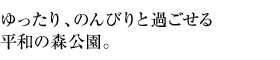 ゆったり、のんびりと過ごせる平和の森公園。