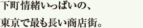 下町情緒いっぱいの、東京で最も長い商店街。