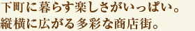 下町に暮らす楽しさがいっぱい。縦横に広がる多彩な商店街。